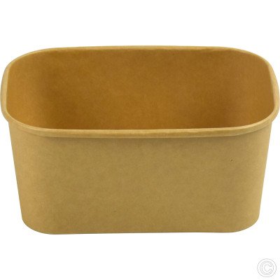 Recyclable Microwavable Kraft Food Container With PET Lid Rectangle 1000ml (35oz) 25 Pack