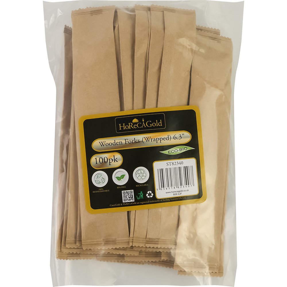 Compostable Wooden Fork (Wrapped) 100 Pack