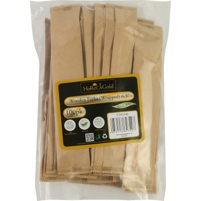Compostable Wooden Fork (Wrapped) 100 Pack