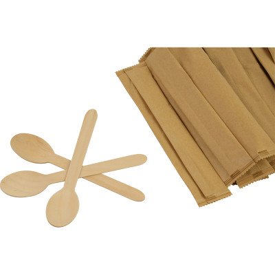 Compostable Wooden Dessert Spoon (Wrapped) 100 Pack