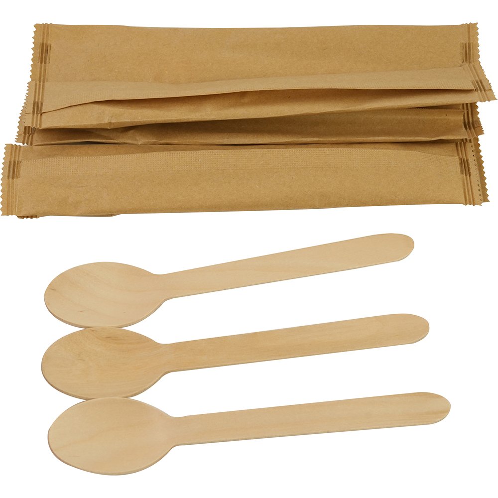 Compostable Wooden Dessert Spoon (Wrapped) 100 Pack