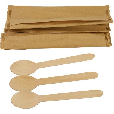 Compostable Wooden Dessert Spoon (Wrapped) 100 Pack