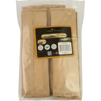 Compostable Wooden Cutlery Kit 3/1 ( Fork + Knife + 2 Ply Napkin) 50 Pack