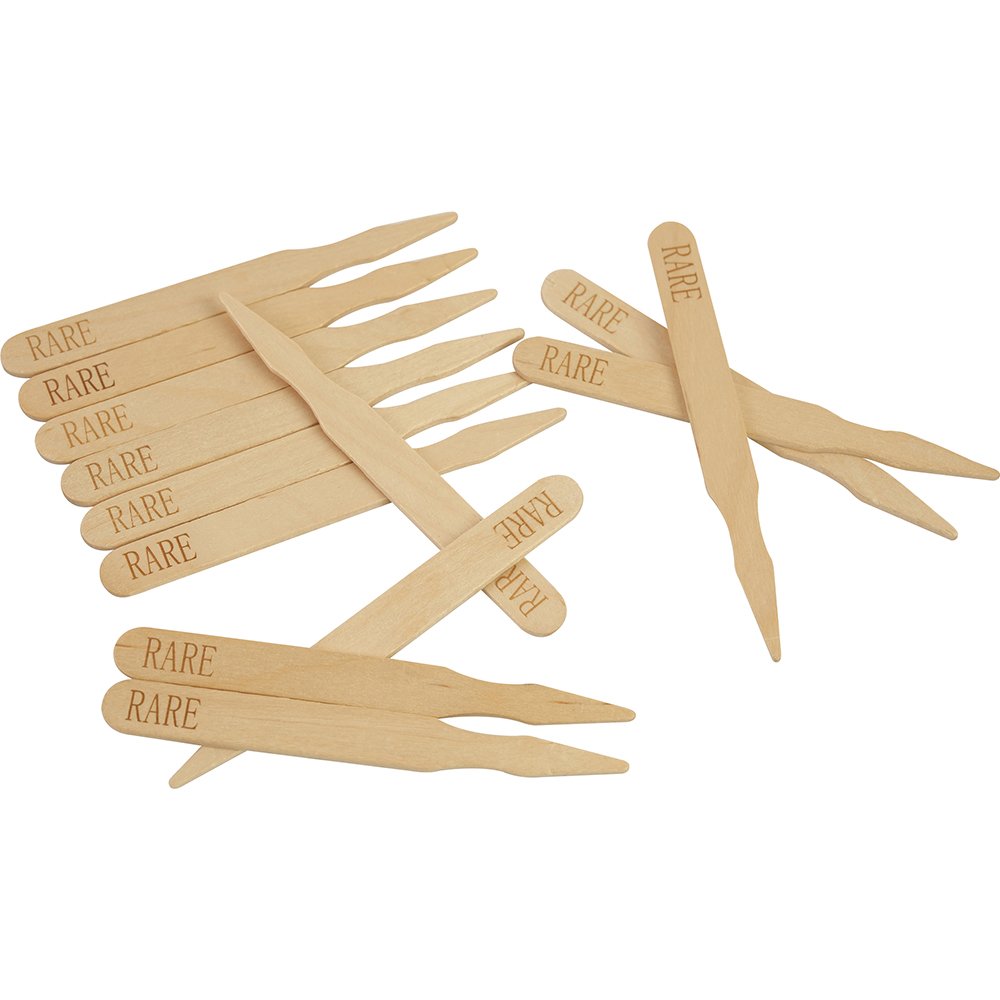 Compostable Wooden Steak Marker 90mm Rare 100 Pack