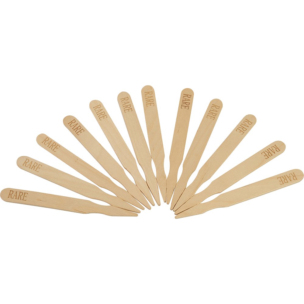 Compostable Wooden Steak Marker 90mm Rare 100 Pack