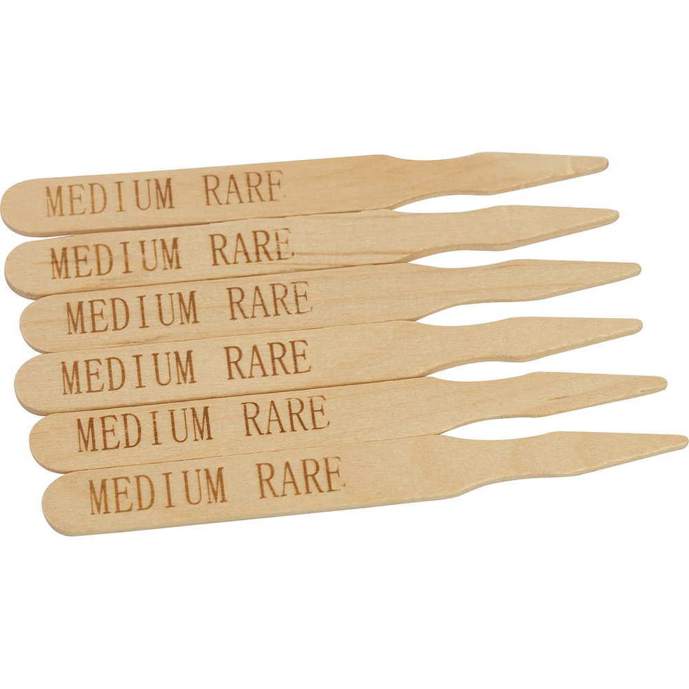 Compostable Wooden Steak Marker 90mm Medium Rare 100 Pack