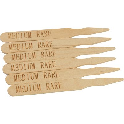 Compostable Wooden Steak Marker 90mm Medium Rare 100 Pack
