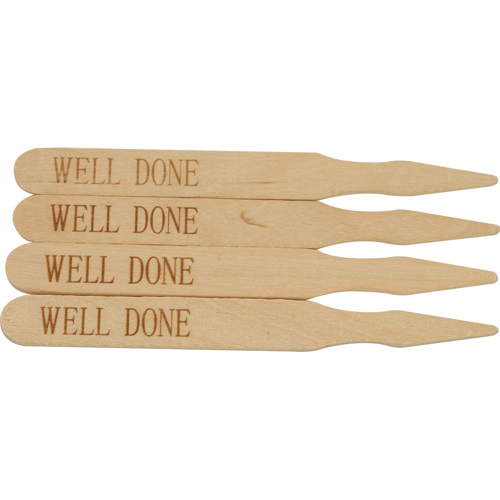 Compostable Wooden Steak Marker 90mm Well Done 100 Pack