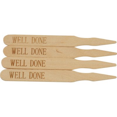 Compostable Wooden Steak Marker 90mm Well Done 100 Pack