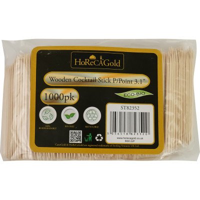 Compostable Wooden Cocktail Stick P/Point 1000 Pack