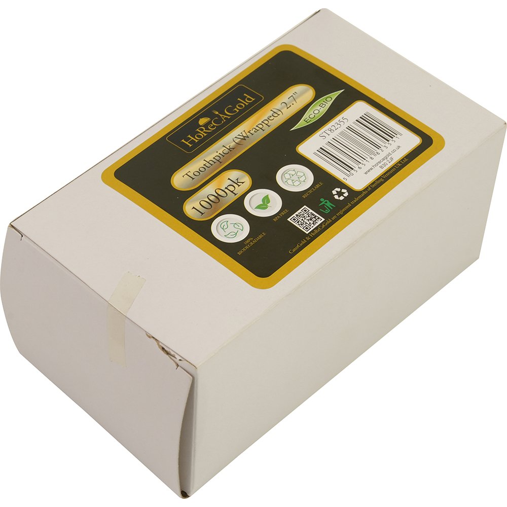 Compostable Wooden Tootthpick Single Paper Wrap 1000 Pack