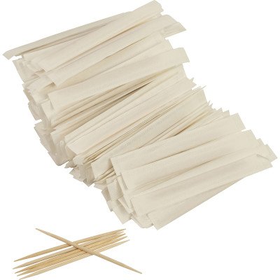 Compostable Wooden Tootthpick Single Paper Wrap 1000 Pack