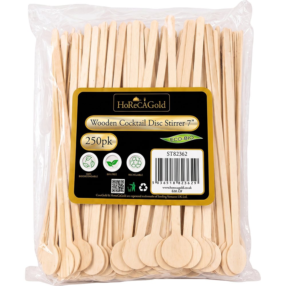 Compostable Wooden Cocktail Disc Stirrer 250 Pack