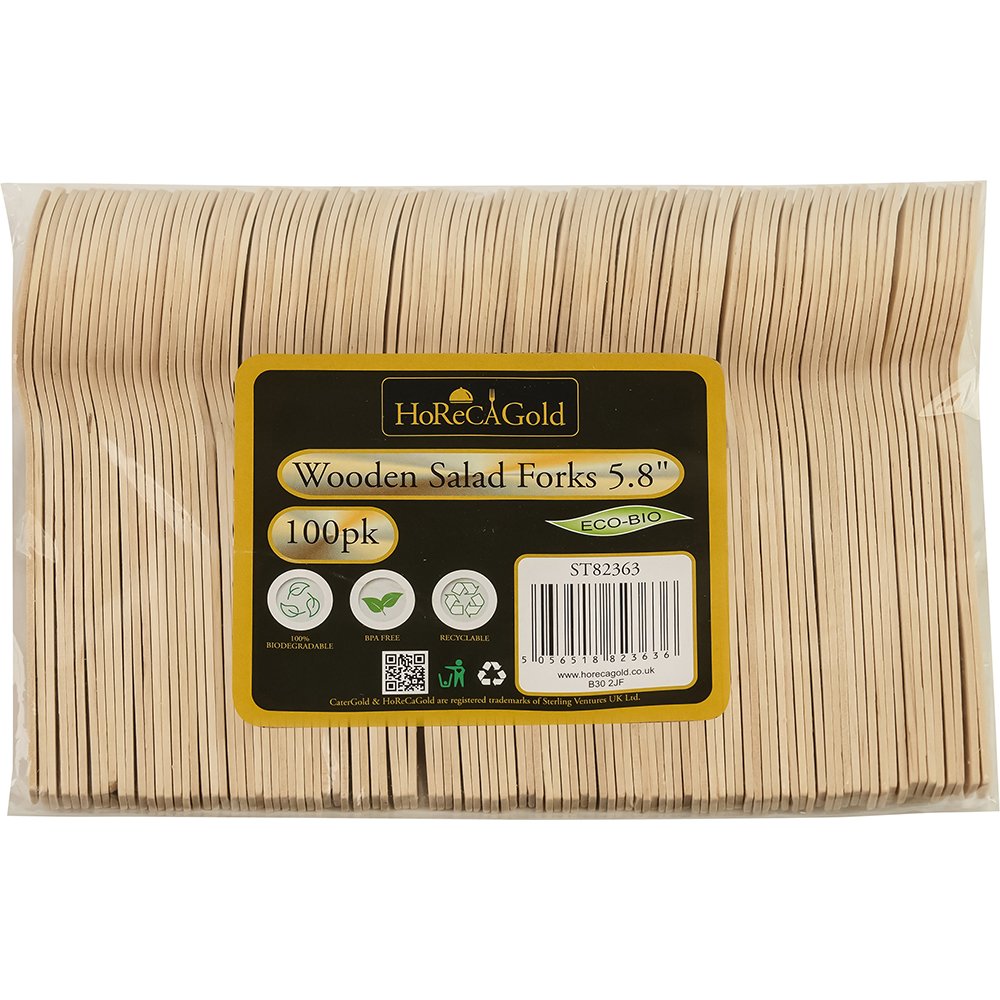 Compostable Wooden Salad fork 100 Pack