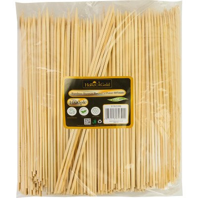 Compostable Bamboo Skewers Round S/Point 305mm 1000 Pack