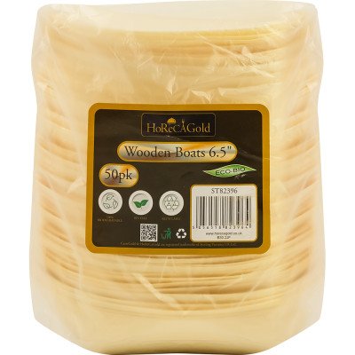 Compostable Wooden Food Serving Boats 6.5