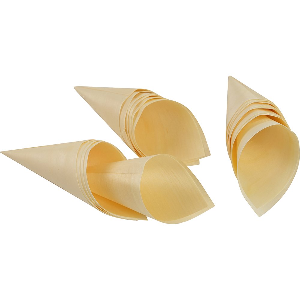 Compostable Wooden Food Serving Cone 85mm 50 Pack