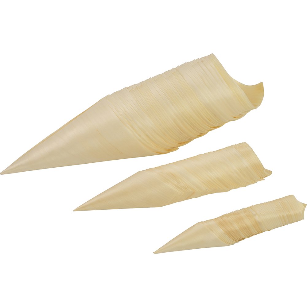 Compostable Wooden Food Serving Cones 125mm 50 Pack
