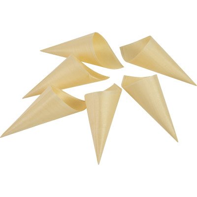 Compostable Wooden Food Serving Cones 125mm 50 Pack