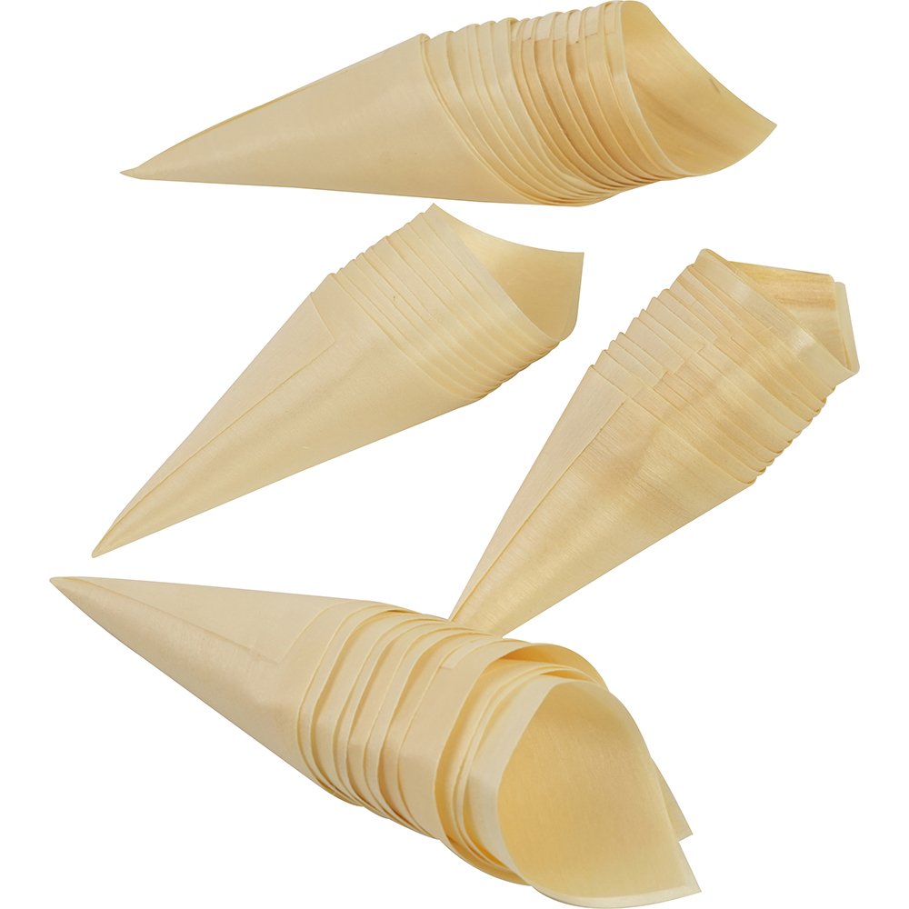 Compostable Wooden Food Serving Cone 240mm 50 Pack