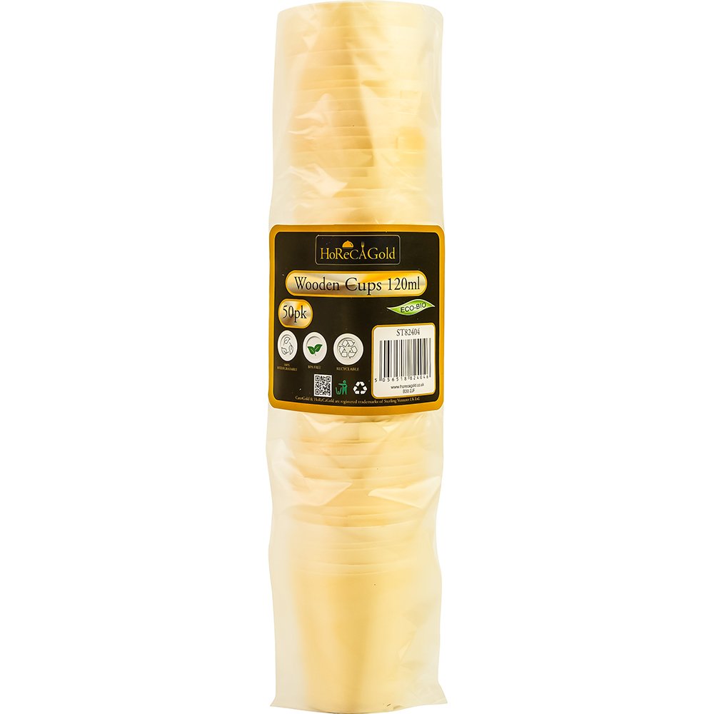 Compostable Wooden Food Serving Cups 130ml 50 Pack