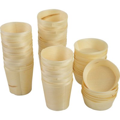Compostable Wooden Food Serving Cups 130ml 50 Pack