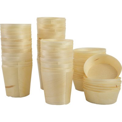 Compostable Wooden Food Serving Cups 130ml 50 Pack