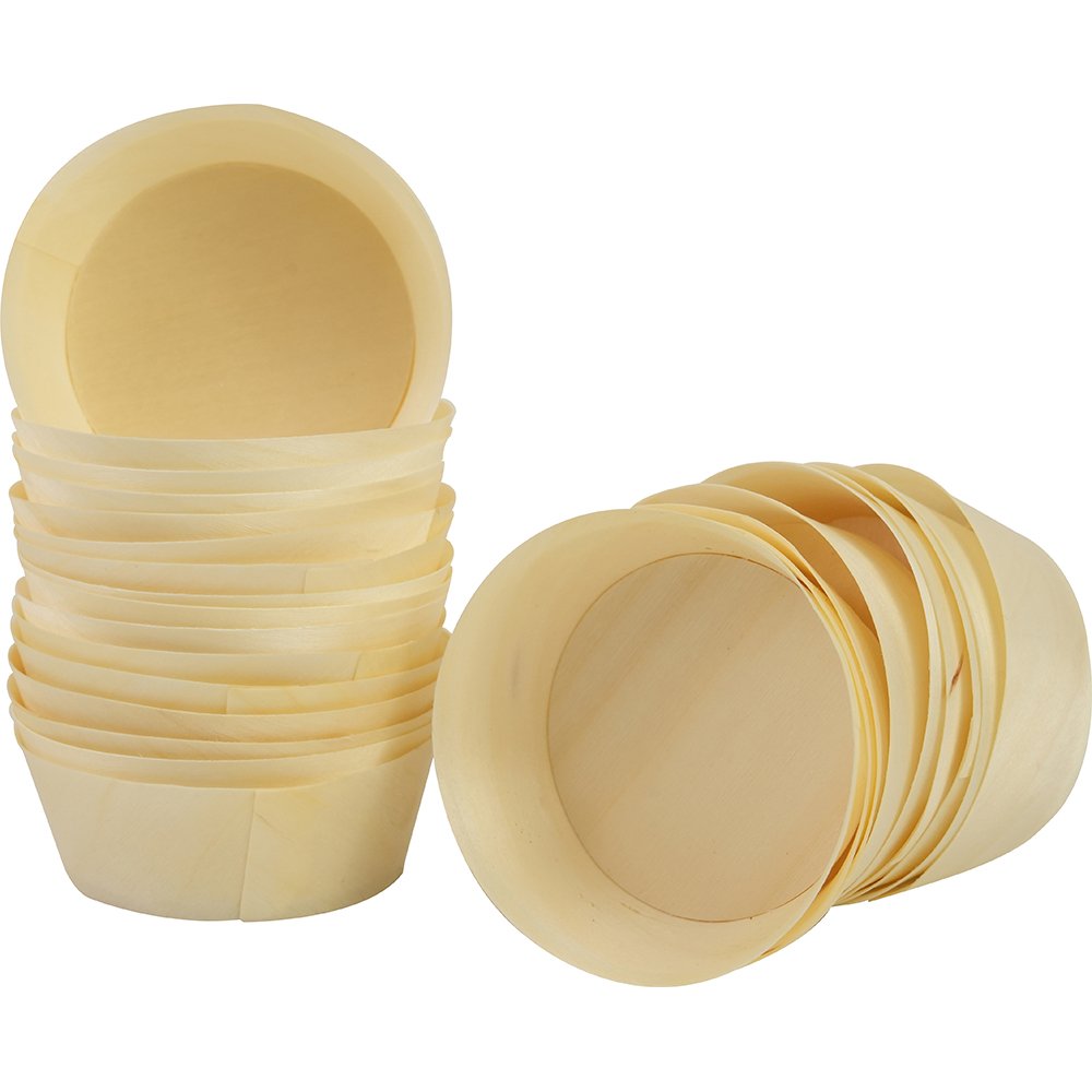 Compostable Wooden Food Serving Cups 130ml 50 Pack