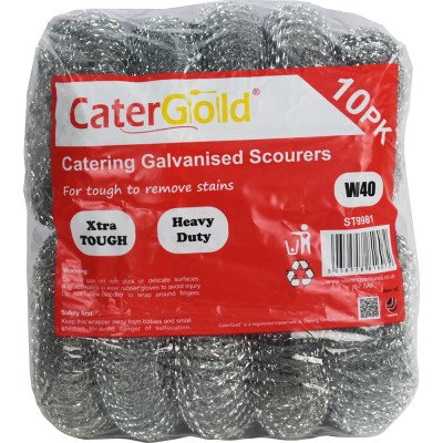 CaterGold Galv Steel Scourer W40 10 Pack
