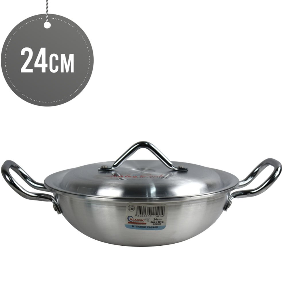 Klassic Aluminium Round Karahi Wok 24cm